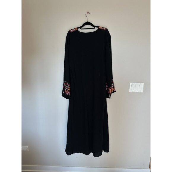 Black Aztec Longsleeve Mumu Midi Dress One Size - Picture 3 of 8